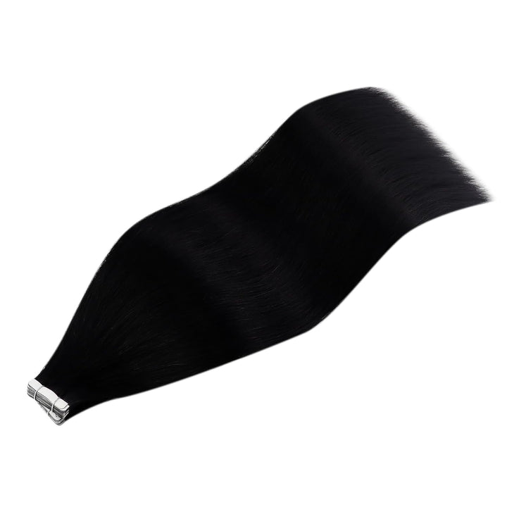 YoungSee Tape Extensions Echthaar Schwarz 55cm Tape Extensions Schwarz Glatt Echthaar Extensions Tap