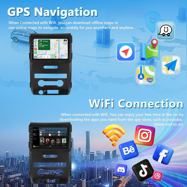 4GB+64GB Autoradio für Ford F150 2009 2010 2011 2012 mit Kabellosem Carplay, 9 Zoll Touchscreen Andr