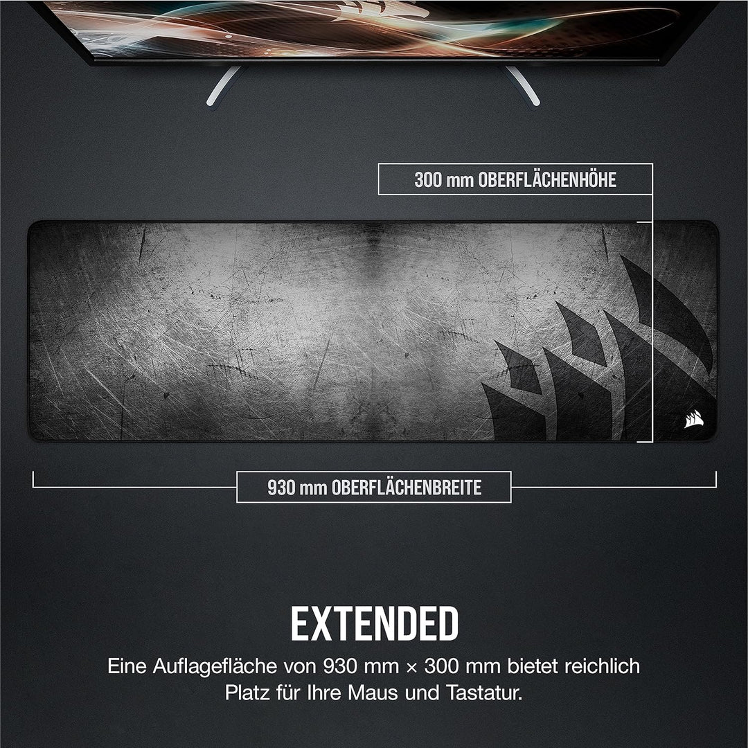Corsair MM300 PRO Spritzwassergeschütztes Premium-Gaming-Mauspad aus Stoff (Fläche 93 × 30 cm, Mikro
