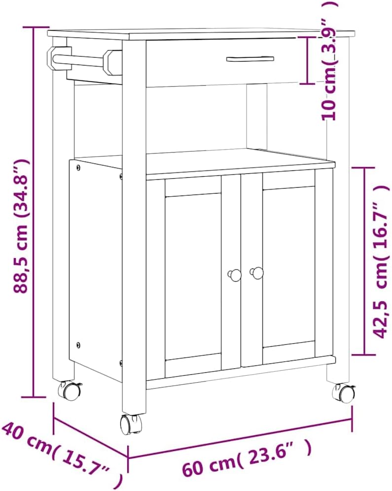 vidaXL Küchenwagen, Servierwagen mit viel Stauraum, Beistellwagen für Küche Wohnzimmer Badezimmer, T