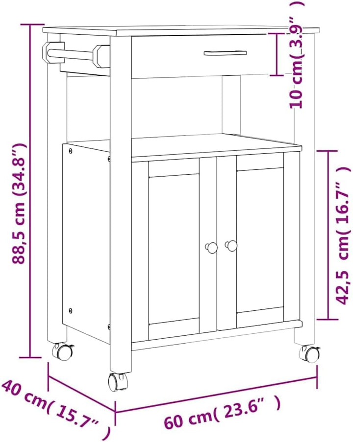 vidaXL Küchenwagen, Servierwagen mit viel Stauraum, Beistellwagen für Küche Wohnzimmer Badezimmer, T