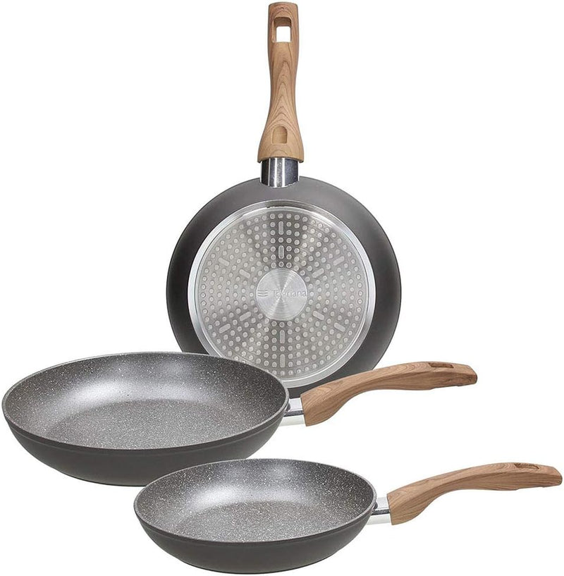 Tognana V779133GRST Set bestehend aus drei Pfannen 20 + 24 + 28 cm, Great Stone Grau, Aluminium gesc