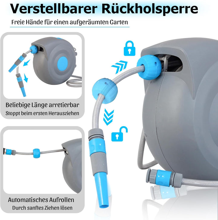 180° Schwenkbar Wand-Schlauchbox RollUp 20 m, Schlauchtrommel, – Wasserschlauch Trommel, inkl. Wandh