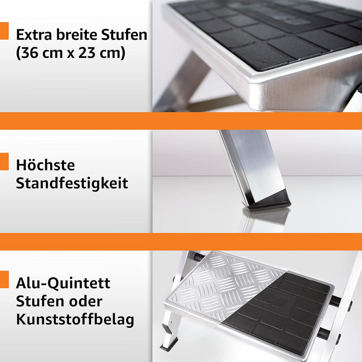 WAKÜ Little Jumbo Trittleiter 2-stufig Art.-Nr. 210 C Compact - Kunstsstoffbelag ohne Sicherheitsbüg