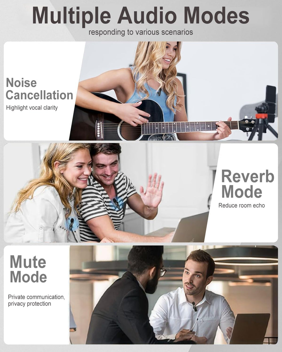 Mikrofon Handy – Ansteckmikrofon kompatibel mit iPhone/Android/Computer, Lavalier Mikrofon mit Geräu