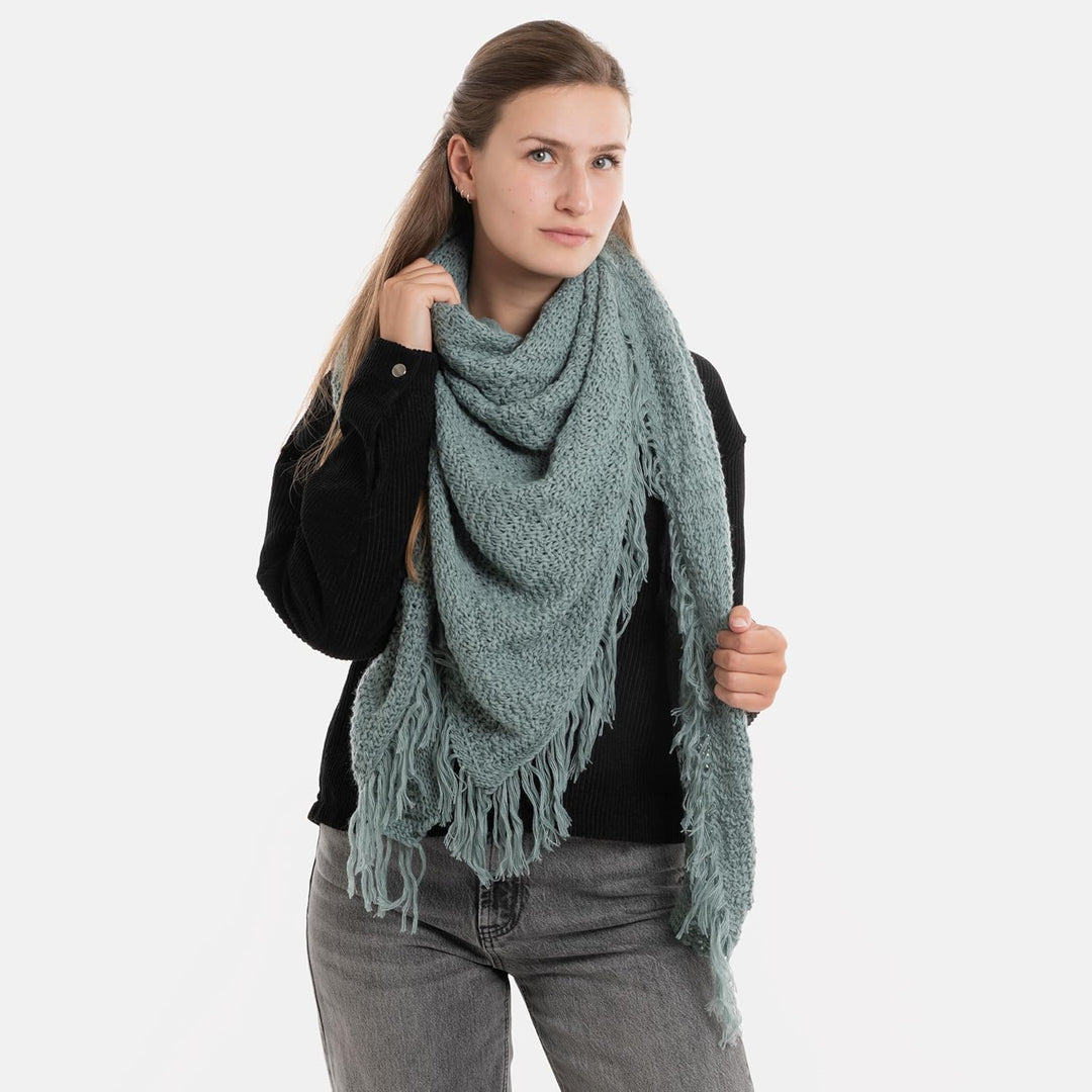 KNIT FACTORY - Dreiecksschal Amber - Damen Strickschal mit Wolle - Umschlagtuch für den Herbst und W