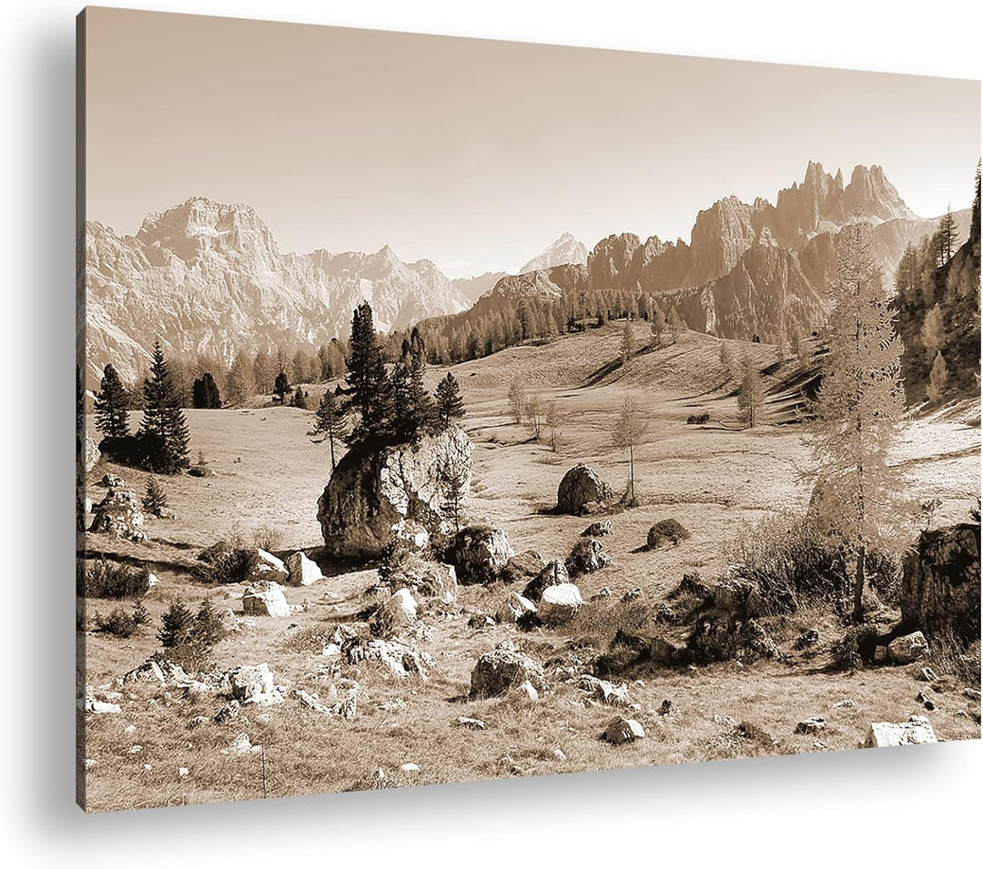 deyoli einzigartige Berglandschaft Italiens Format: 80x60 als Leinwand, Effekt: Sepia, Motiv fertig