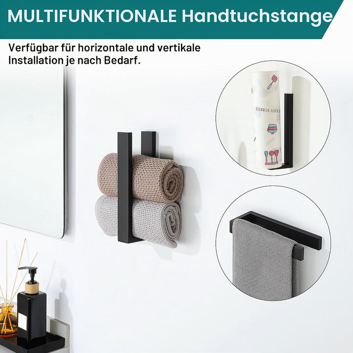 SAYAYO Handtuchhalter Ohne Bohren 20cm Handtuchhalter Schwarz Selbstklebend Edelstahl Handtuchstange