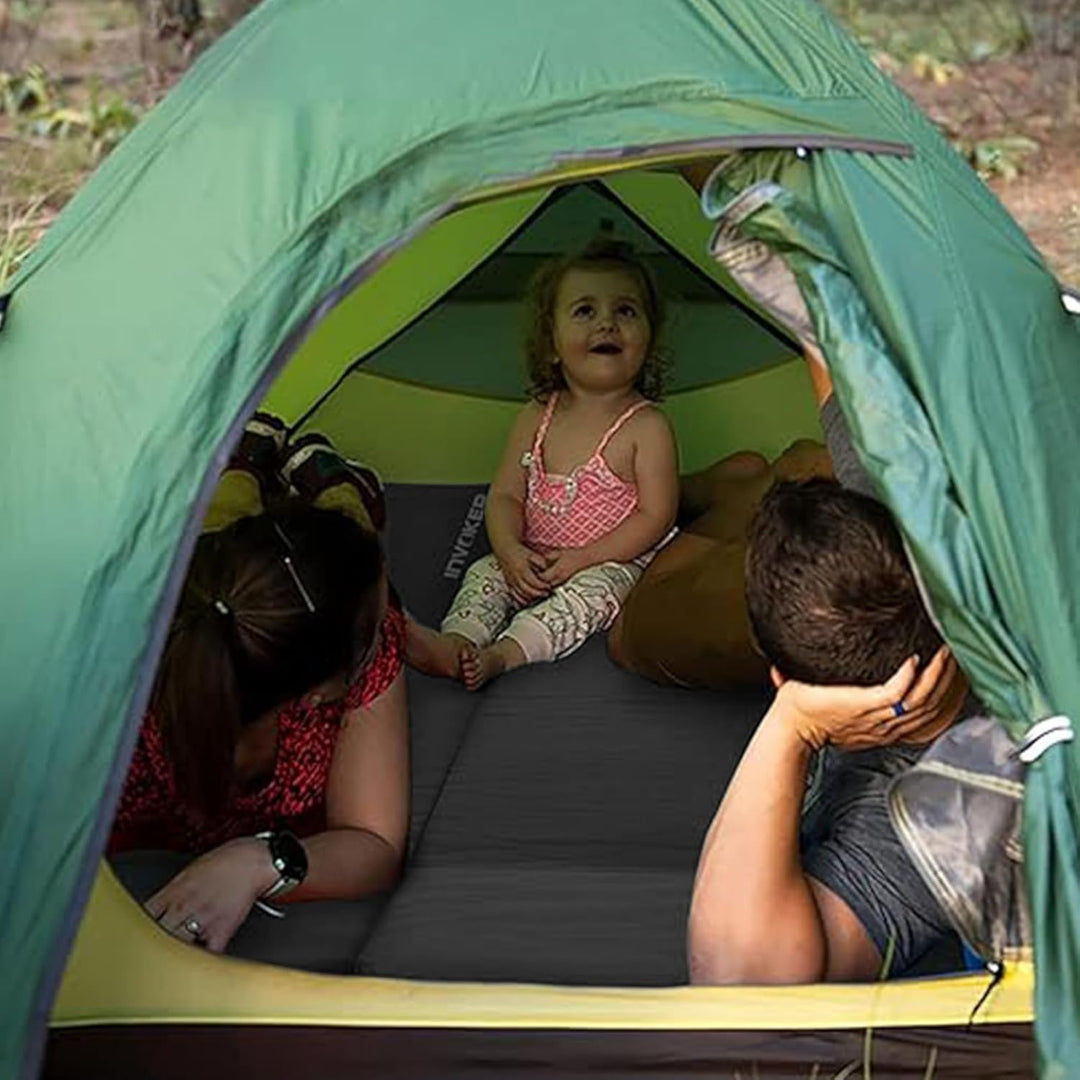 Selbstaufblasende Camping-Schlafmatte aus Elastischer-Schaum - Polster mit eingebautem Kissen, ultra