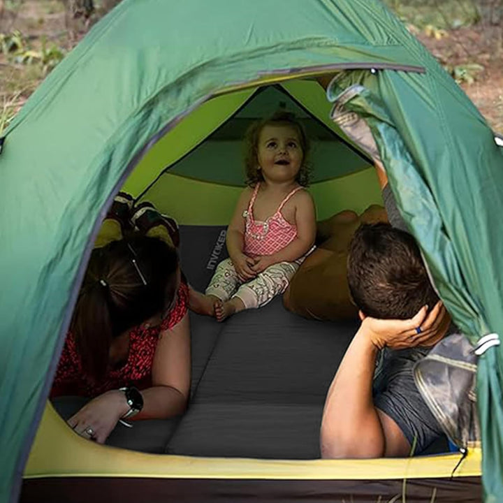 Selbstaufblasende Camping-Schlafmatte aus Elastischer-Schaum - Polster mit eingebautem Kissen, ultra