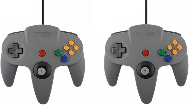 2 Controller Für Nintendo 64 N64 Farbe nach Wahl Kabelgebunden Gamepad Joypad (2X Grau), 2x Grau
