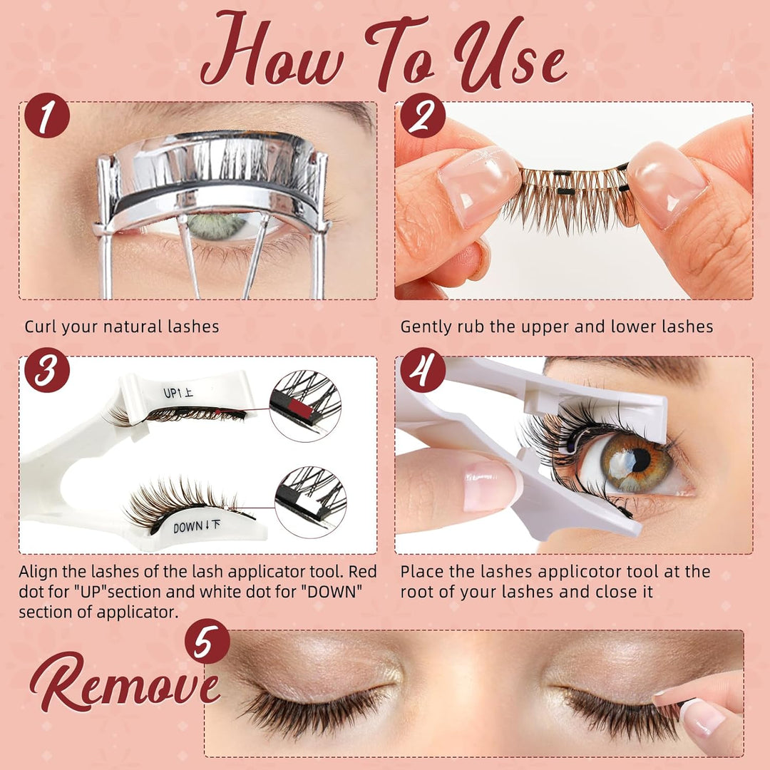 Higu clace Magnetische Wimpern,Magnet Wimpern Ohne Eyeliner,Magnetische Wimpern mit Applikator,Wimpe