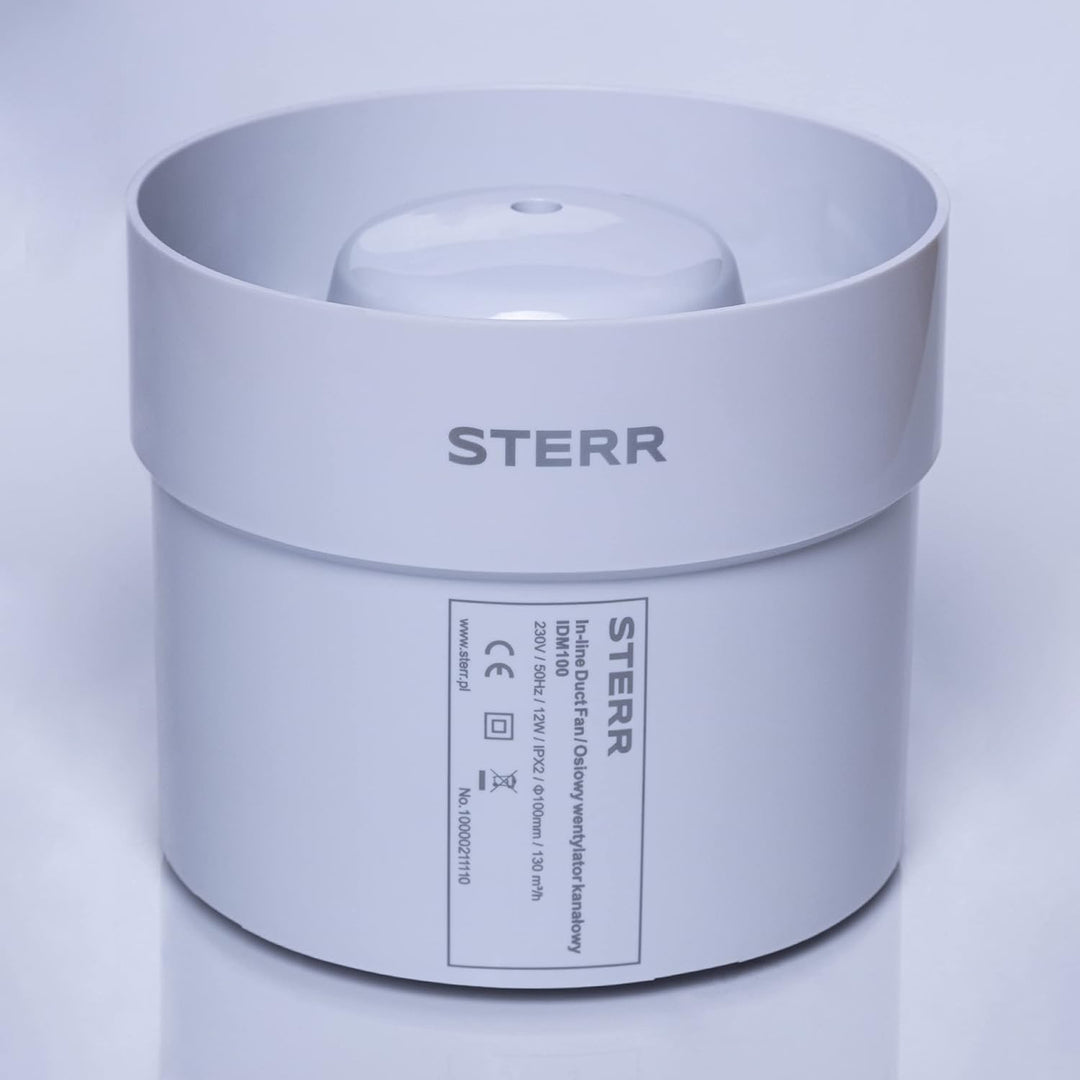STERR IDM100 Rohrventilator 100 mm - Rohrlüfter - Hohe Qualität - Leise - Für Bad WC - Küche - Gewäc
