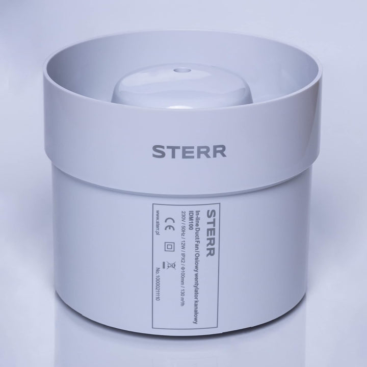 STERR IDM100 Rohrventilator 100 mm - Rohrlüfter - Hohe Qualität - Leise - Für Bad WC - Küche - Gewäc
