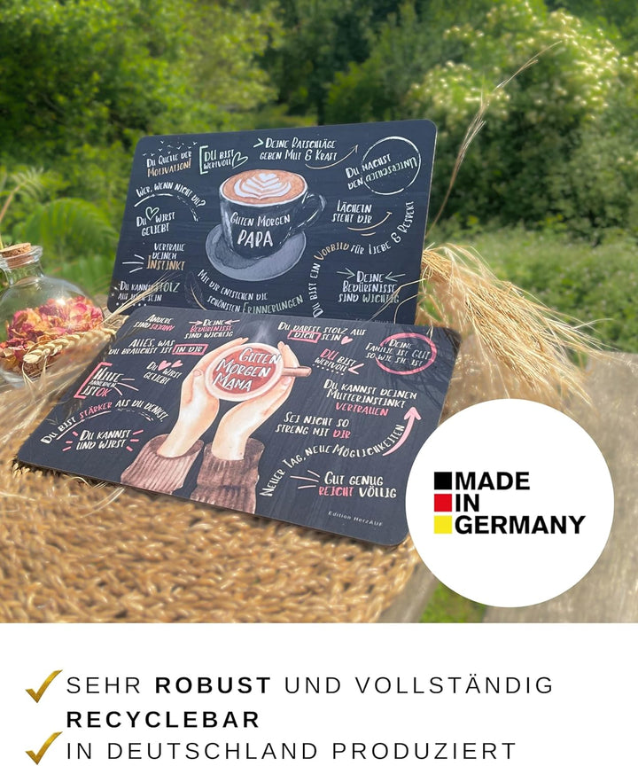 Geschenk für Eltern: Frühstücksbrettchen Set: GUTEN MORGEN, Geschenk für frischgebackene Eltern, Ges