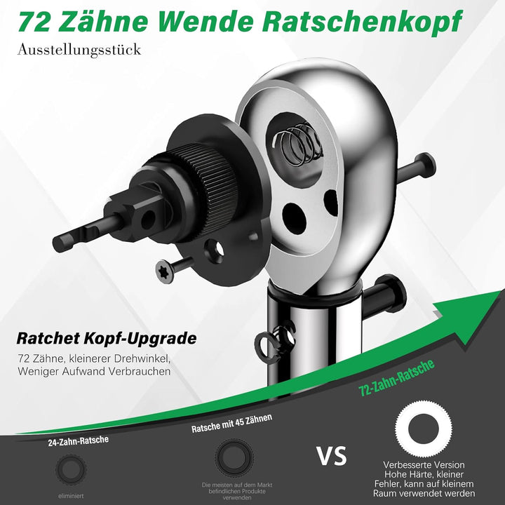SS SHOVAN 21TLG Drehmomentschlüssel Fahrrad, 1/4 Zoll 2-24 Nm Steckschlüsselsatz, 72 Zähne Umschaltk