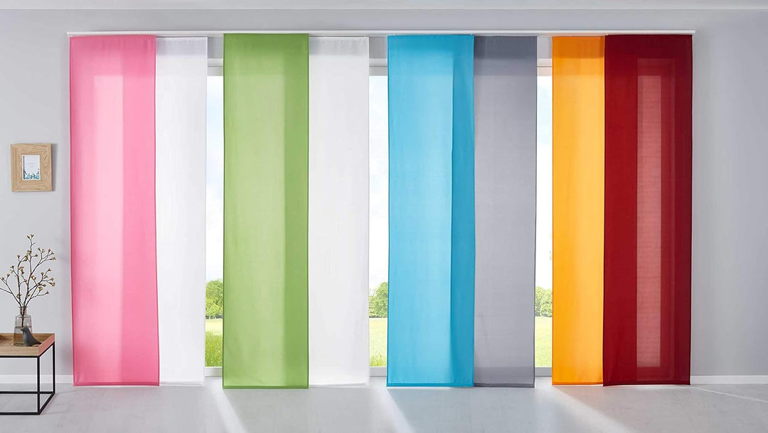 2er Set Schiebegardinen Flächenvorhänge Mikrofaser Vorhang Gardine Schiebe HxB 245x60 cm Lila Matt P