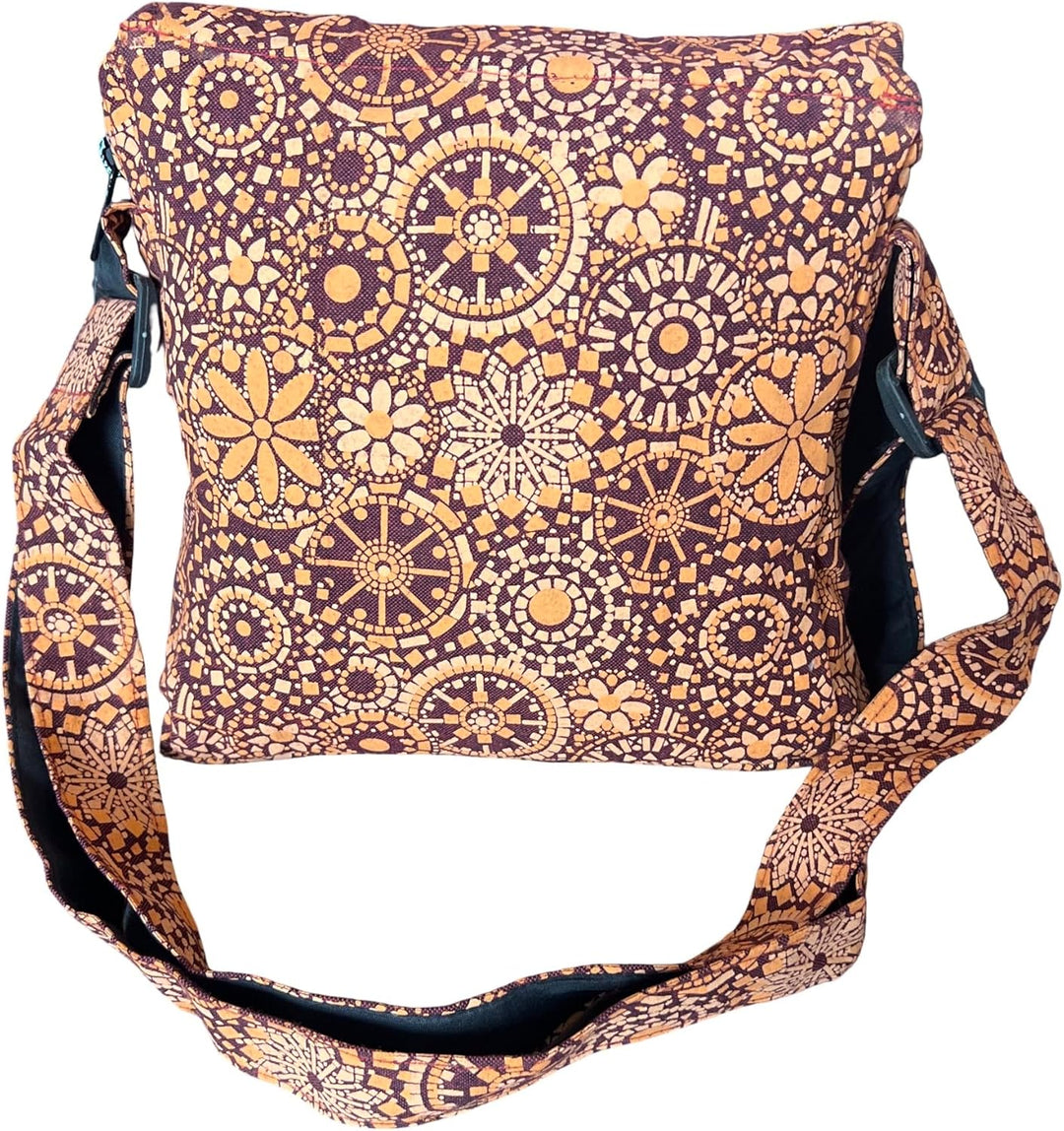 Damen Baumwolle Umhängetasche Indische Ethno Stil Boho Maliprint Tasche Baumwolle satche l mit Klapp