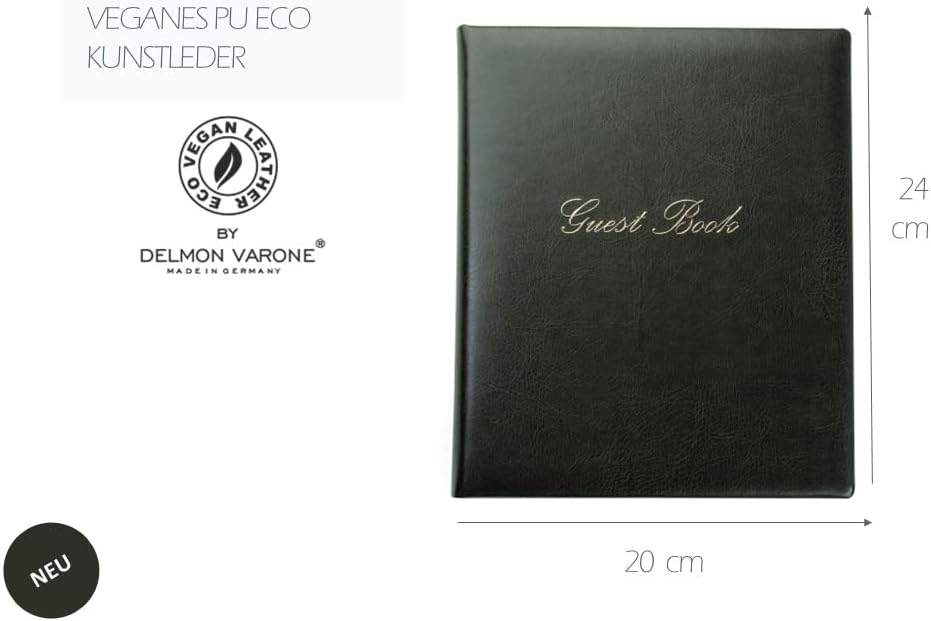 DELMON VARONE - Premium Gästebuch aus veganem Eco Kunstleder anthrazit - Hochzeitsgästebuch gebunden