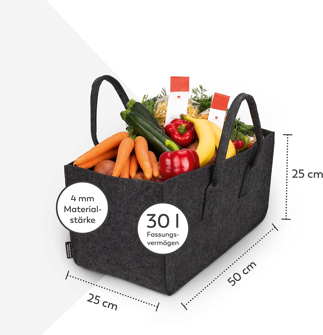 Rubberneck 2er Set Allzweck Filztasche mit Tragegriffen aus Filz, Faltbare Einkaufs-Taschen mit Henk