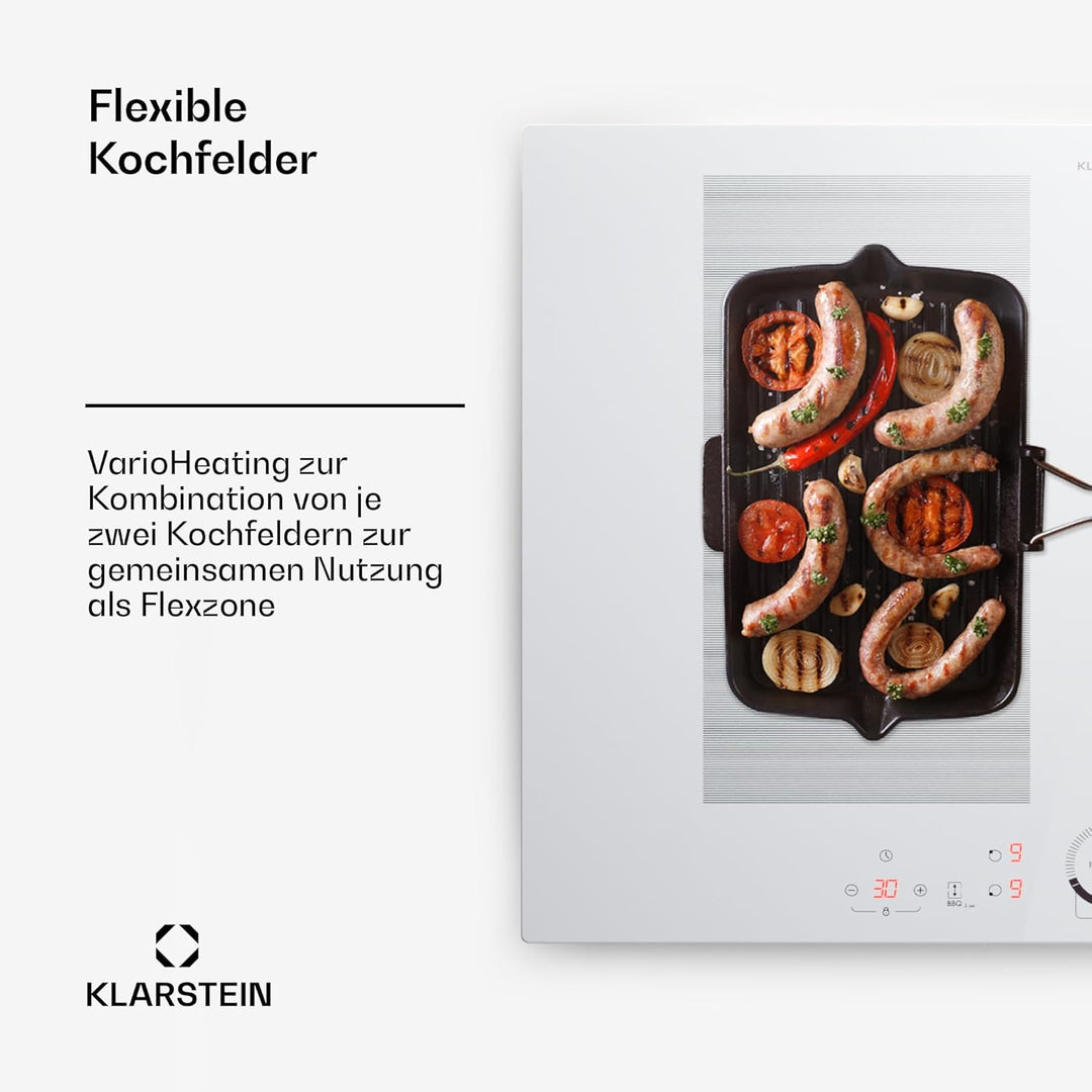 Klarstein Induktionskochfeld, Glaskeramik Kochfeld, 7000W Induktionskochfeld mit 4 Platten, Einbau-I