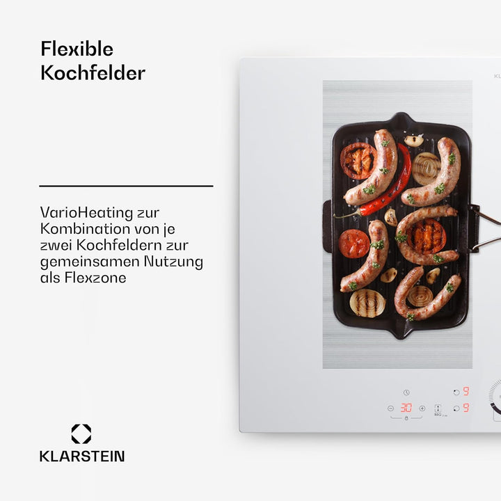 Klarstein Induktionskochfeld, Glaskeramik Kochfeld, 7000W Induktionskochfeld mit 4 Platten, Einbau-I
