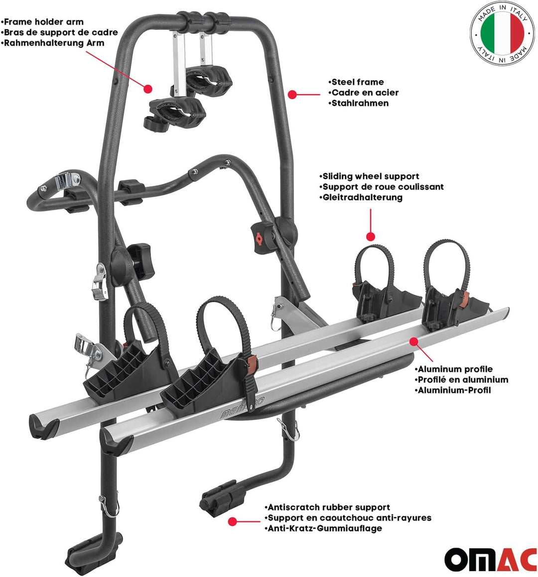 Menabo Fahrradträger 2 Fahrräder kompatibel mit VW Tiguan/Allspace 2007-2025 Alu Silber Schwarz Tigu