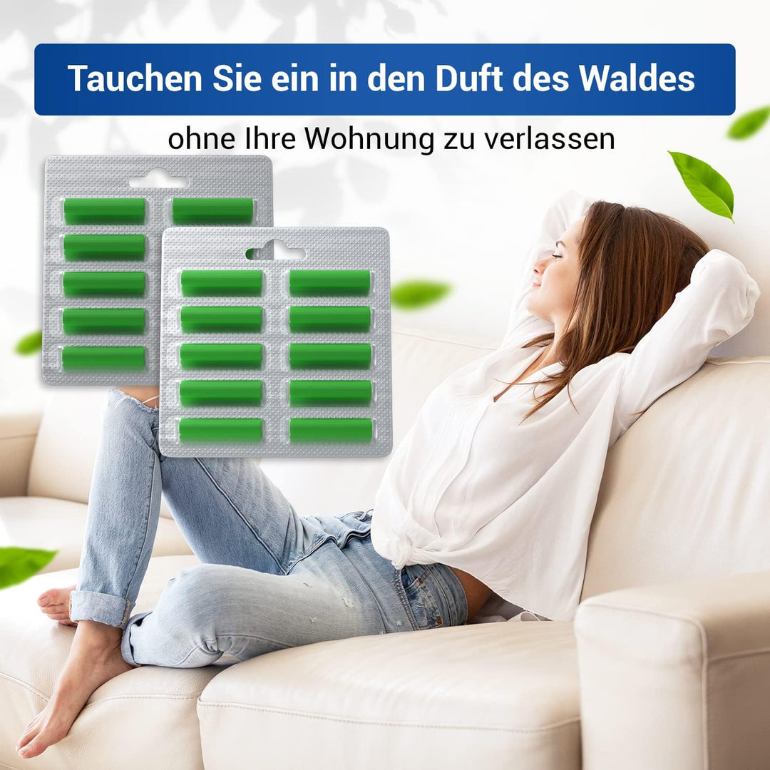 VIOKS 20x Staubsauger Duftstäbchen Grün im Blister - Deo Perlen/Parfum Duft für Staubsauger Vоrwerk