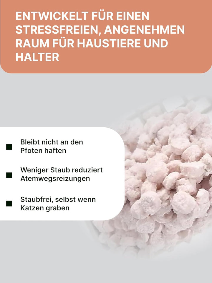 Pfirsich & Tofu Katzenstreu | Antibakterielle, spülbare und Geruchshemmende | Katzenstreu staubfrei