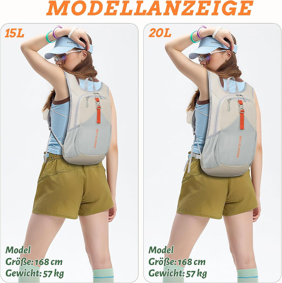 BECOJADDE 18L Wanderrucksack Herren Kleiner Rucksack Damen Leichter Daypack Tagesrucksack Faltbarer