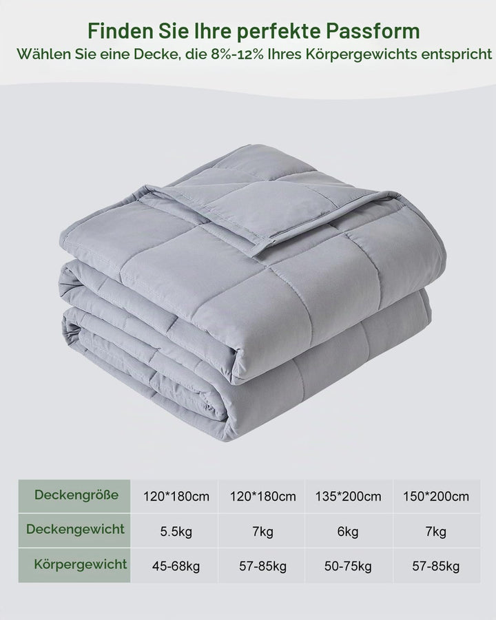 Sivio Gewichtsdecke für Erwachsene 7kg, Atmungsaktive Beschwerungsdecke, weiches Material mit Glaspe