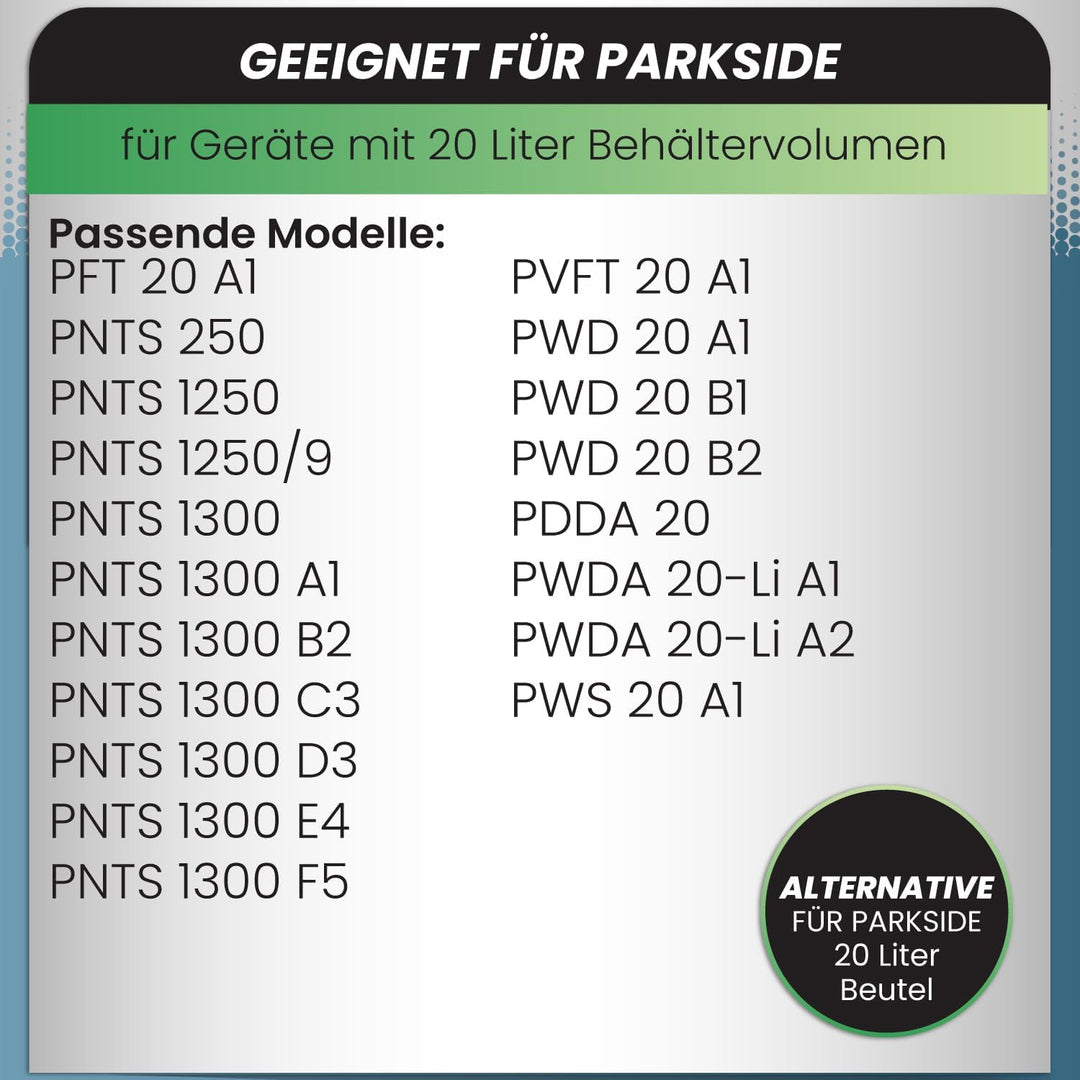McFilter | 10 Staubsaugerbeutel kompatibel mit Parkside Staubsaugerbeutel PNTS 1250, 1250/9, PNTS 13