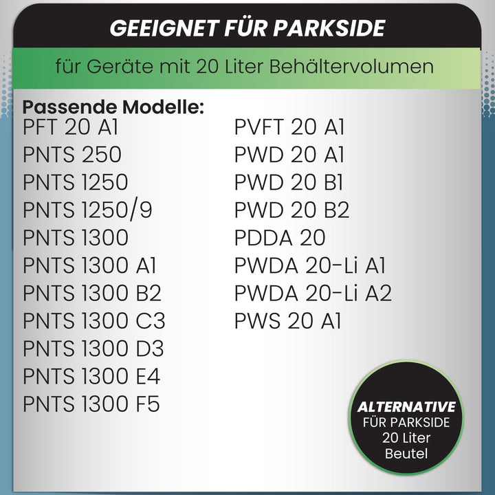 McFilter | 10 Staubsaugerbeutel kompatibel mit Parkside Staubsaugerbeutel PNTS 1250, 1250/9, PNTS 13