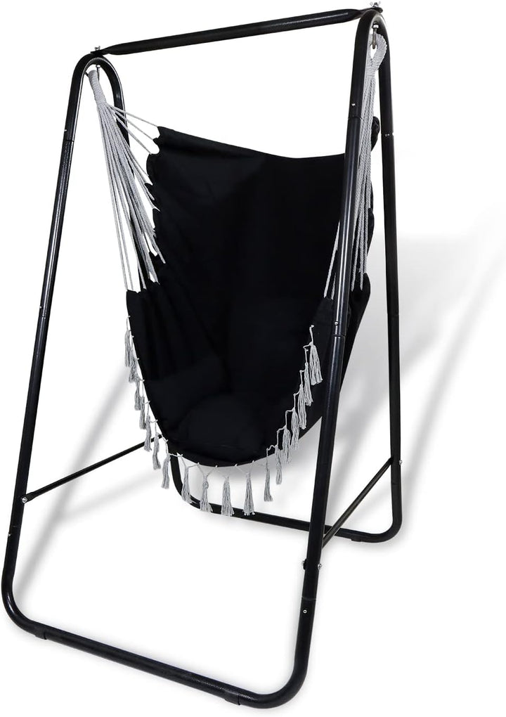 CCLIFE Hängesessel mit Gestell Kissen Hängeschaukel Hängestuhl Bis 100kg Indoor & Outdoor Garten Hän