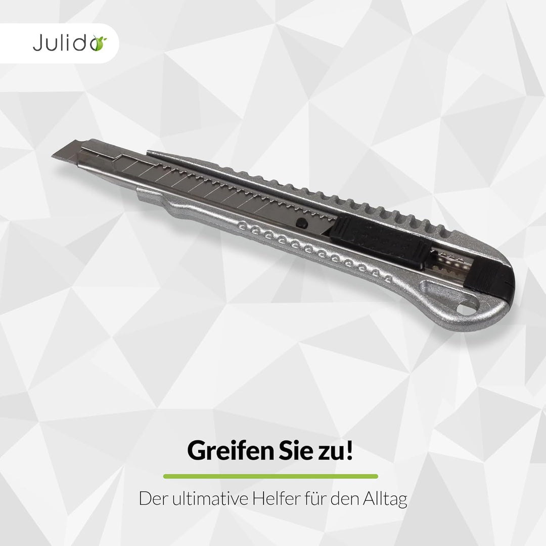 Julido Cuttermesser, 96 Stück, Teppichmesser für Profis, mit 9 mm Abbrechklinge, Arbeitsmesser aus A