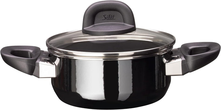 Silit Modesto Line Kochtopf klein 16cm, Glasdeckel, Bratentopf Induktion 1,3l, Silargan Funktionsker
