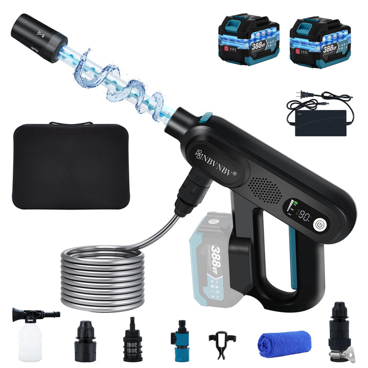 Akku Hochdruckreiniger für Makita 18V Akku, 3-Stufiger Max 220 Bar | 5-IN-1Spirale Druck Erhöhen Düs