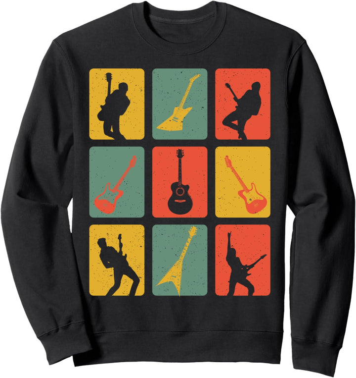 Retro Gitarre Gitarren Spieler Gitarrist Musikinstrument Sweatshirt