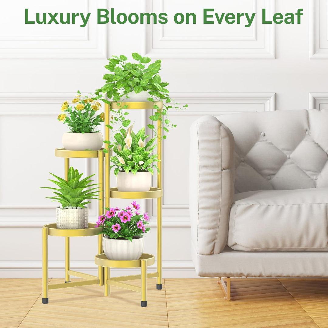 iDavosic.ly 5 Etagen Metall Pflanzenständer Blumentopfständer, Mehrstöckig Pflanzenregal Blumenregal