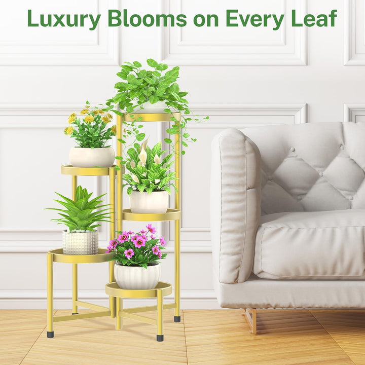 iDavosic.ly 5 Etagen Metall Pflanzenständer Blumentopfständer, Mehrstöckig Pflanzenregal Blumenregal