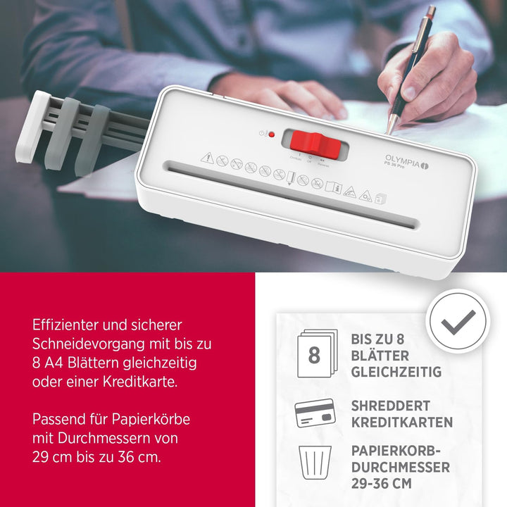 OLYMPIA PS 36 Pro Aktenvernichter | Papierschredder mit Streifenschnitt 6 mm | Schredder Aktenvernic