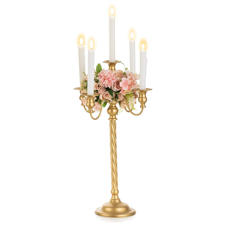 Nuptio Kandelaber Kerzenständer Gold: 53cm Vintage Metall Kandelaber für Tisch Tafelaufsatz Candlear