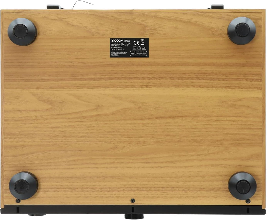 Mooov 477365 HiFi-Mikrosystem mit Radio, CD-Player und Vinyl-Plattenspieler mit 33, 45, 78 U/min, Bl