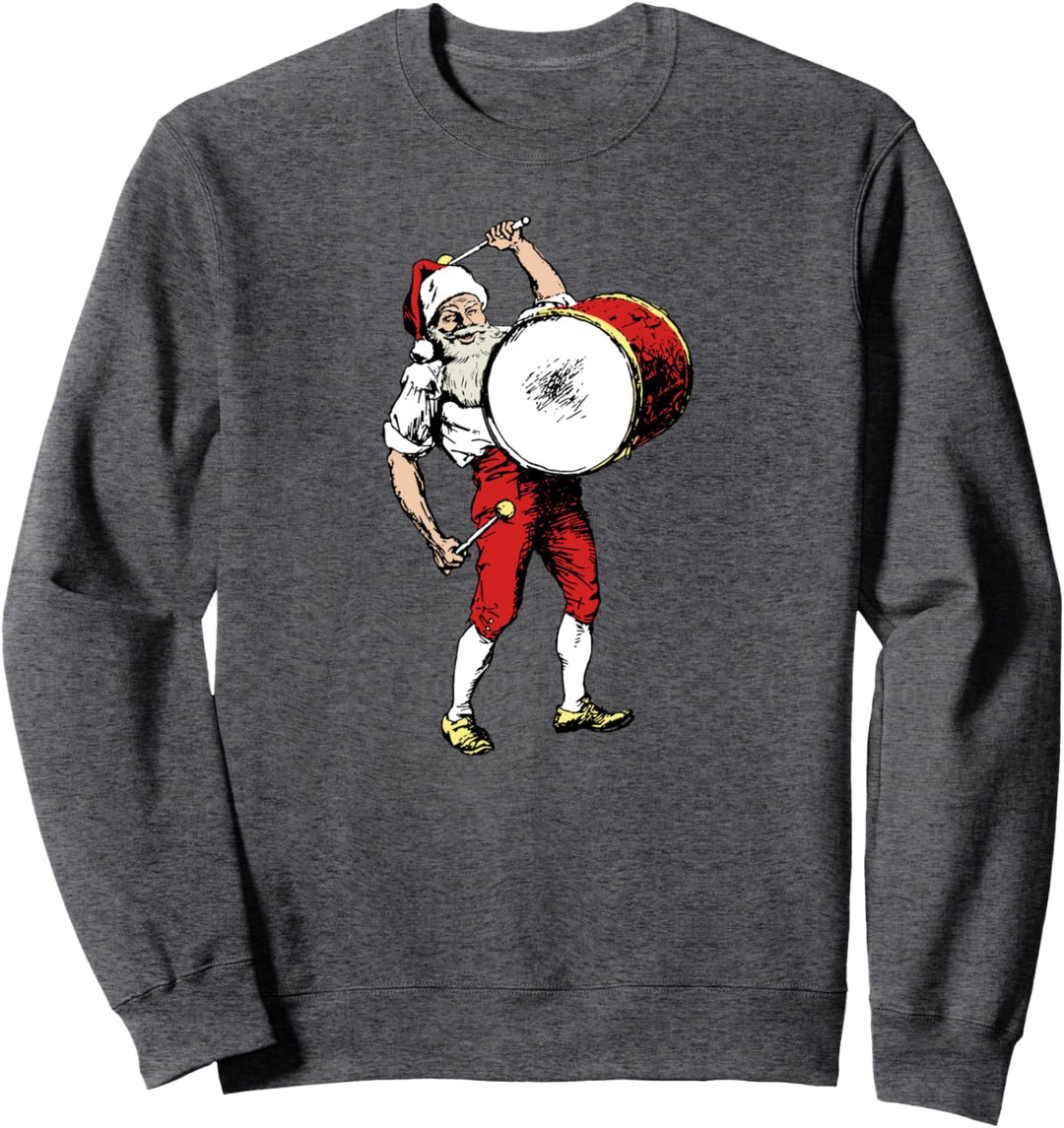 Drummer Santa Claus Funny Retro Christmas Sweatshirt