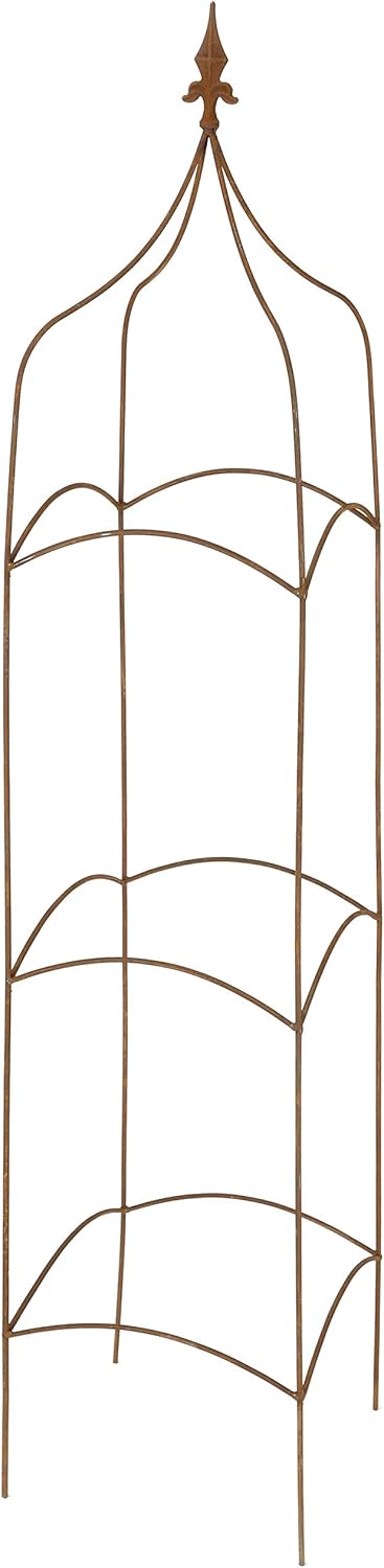 Gerry Rankgitter Rankhilfe Obelisk quadratisch m. Lilie Rankgerüst Metall Eisen Rost Deko (146cm hoc