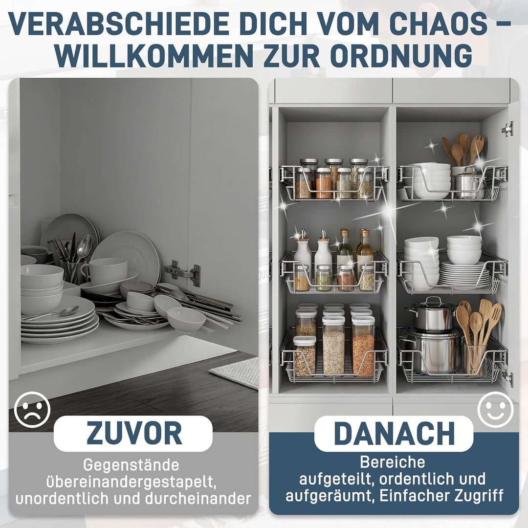 HENGMEI Teleskopschublade Schrankauszug Ausziehbare Ablage Küchenschublade Küchen Regal Korbauszug S
