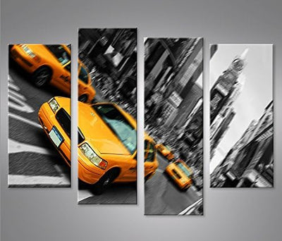 islandburner Bild Bilder auf Leinwand Yellow Cabs NYC Taxi New York City 4er XXL Poster Leinwandbild