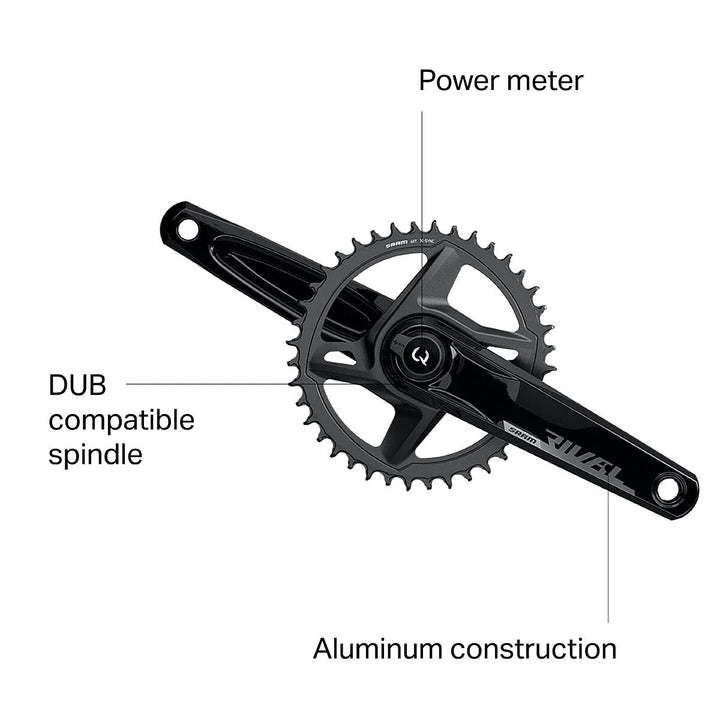 SRAM Rival Axs 1X 12-Gang-Leistungsmesser Kurbelgarnitur Schwarz 40, Schwarz 40