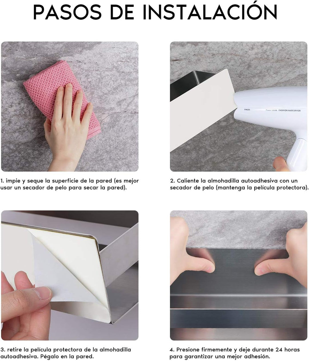 ZUNTO Badezimmerregal Selbstklebend - Duschregal Edelstahl 23x10x8 cm, Wandorganizer für Dusche, Ohn