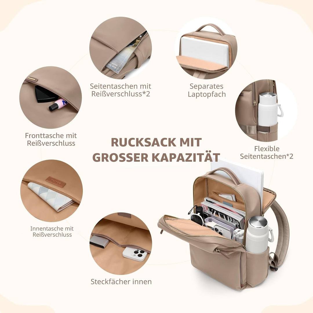 Laptop Rucksack für Damen 16 Zoll, Arbeit, Business, Computer-Rucksäcke mit Laptopfach, wasserdicht,